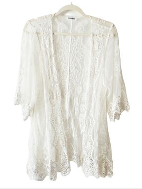 SUMMER SALE! Ivory White Lace Kimono